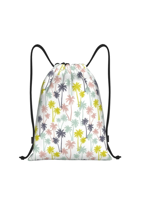Hawaiian Coconut Tree Print Drawstring Backpack,Drawstring Bags String Backpack Gym Cinch Sack Backpack Sport Bag Draw-Small