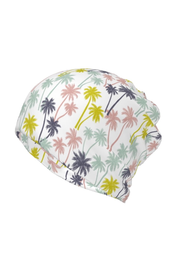 Hawaiian Coconut Tree Print Winter Beanie Daily Hat - Thermal Polar Fleece Ski Running Hat Skull Cap for Men and Women,Beanie