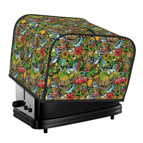 Honeii Hawaiian Culture Symbols 1 Print 4 slice Toaster Cover, Two Slice Toaster Dust-proof Cover For Kitchen Small Appliance and Fingerprint Protection