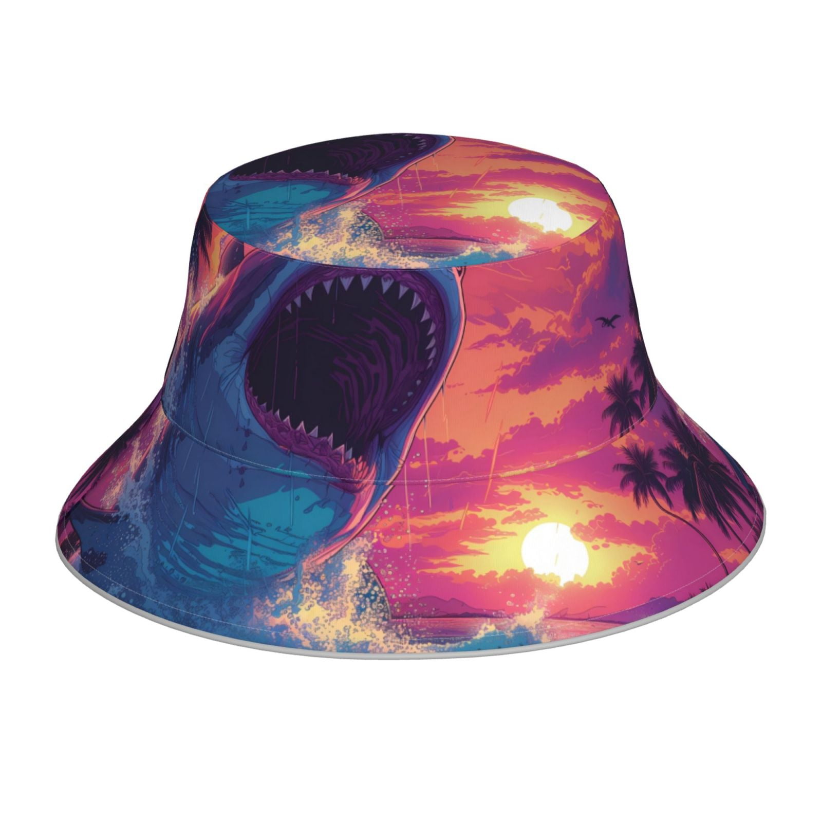 Honeii Hawaiian Island Beach Shark for Unisex Bucket Hat Waterproof ...