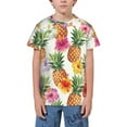 thumbnail image 1 of Honeii Hawaiian Pineappl Print Youth Short Sleeve T-Shirt,Boys Athletic Shirt,Quick Dry Short Sleeve Performance Moisture Wicking T Shirt, 1 of 6