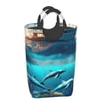 Honeii Hawaiian Ship Dolphin Print Laundry Hamper Collapsible Laundry