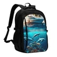 thumbnail image 1 of Honeii Hawaiian Ship Dolphin for Travel Laptop Backpack, Business Laptops Backpack with USB Charging Port, College High School Computer Bag for Men Women, 1 of 7