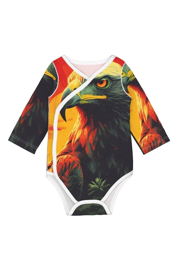 Hawaiian Style Bald Eagle for Baby Long Sleeve Bodysuits One-piece 100% Organic Cotton for Infant Baby Boys and Grils, Unisex-3 Months