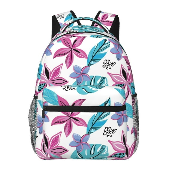 Honeii Hawaiian Style Print Backpack for Both Men and Women, Basic Bookbag for College, Work, or Travel,Rucksack Computer Bag-One Size