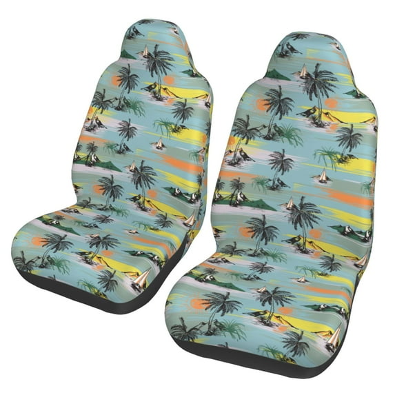 Honeii Hawaiian Style Print Car Seat Covers 2 Pieces, Full Set Universal Seat Covers for Cars, Waterproof Auto Seat Protectors