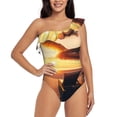 thumbnail image 1 of Honeii Hawaiian Sunset Beach for women's one-piece swimsuit featuring a chic one-shoulder design experience elegance and style in the water-Medium, 1 of 6
