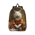 thumbnail image 1 of Honeii Haystack Meditating Cat Print Canvas College Laptop Backpack, Durable Rucksack Travel Notebook Bag School Backpack Book Bag for Men Women-Small, 1 of 7