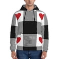 thumbnail image 1 of Honeii Heart Black Buffalo Plaid Gingham Pattern Mens Hoodies Men's Loose Sleeve Sweatshirt,Pullover Hooded Sweatshirt for Men,Essentials Hoodie-Large, 1 of 1