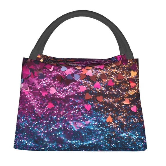 Honeii Heart Confetti on Glitter Print Cooler Bag Insulated, Large Leakproof Soft Sided Portable Cooler Bag,Lunch Box Lunch Bag