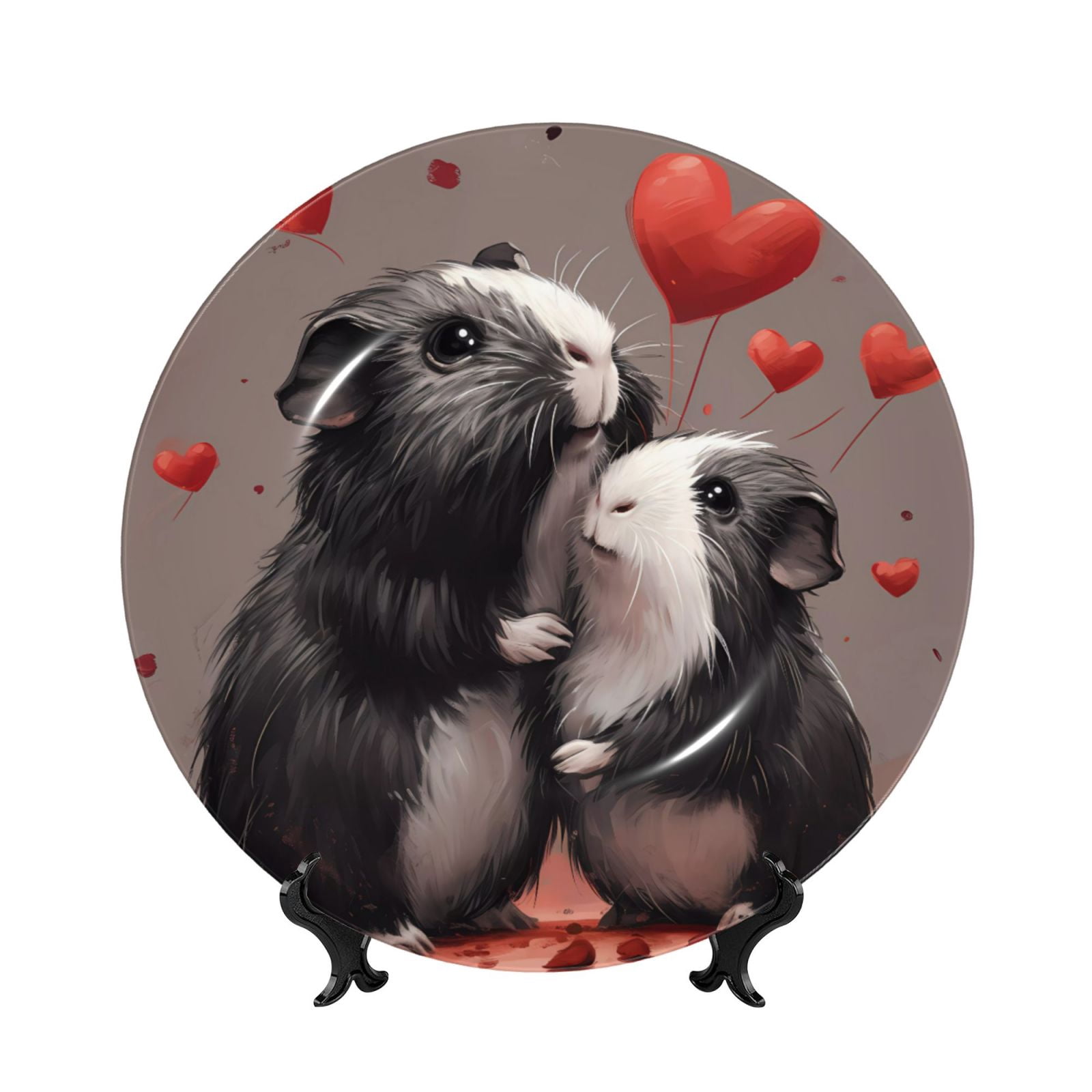 Honeii Heart Guinea Pig Couple Print Elegant Bone China Decorative ...