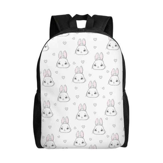 Honeii Heart Rabbit Print Laptop Backpack for Work, College, Travel, Daily Backpacks for Men Women, Sport Rucksack,Computer Bag
