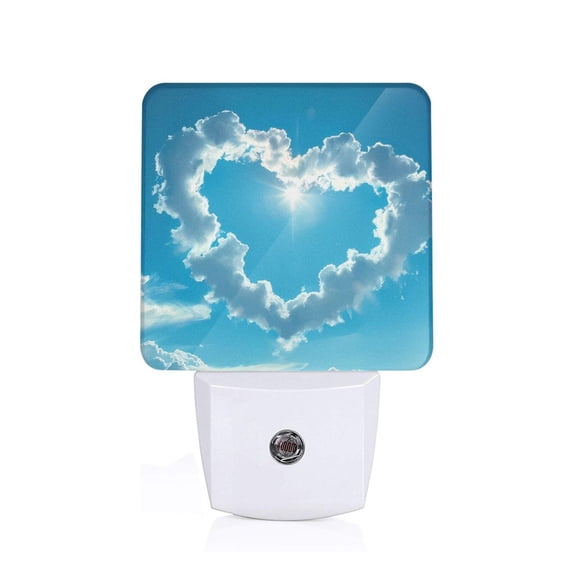 Honeii Heart Shaped Cloud Print LED Night Light with Light Sensor, Night Lights Plug Into Wall,Ideal for Bedrooms and Hallways-US