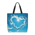 thumbnail image 1 of Honeii Heart Shaped Cloud Print Tote Bag, Reusable Grocery Shopping Bag,Shoulder Bag with Inner Pocket, 1 of 7