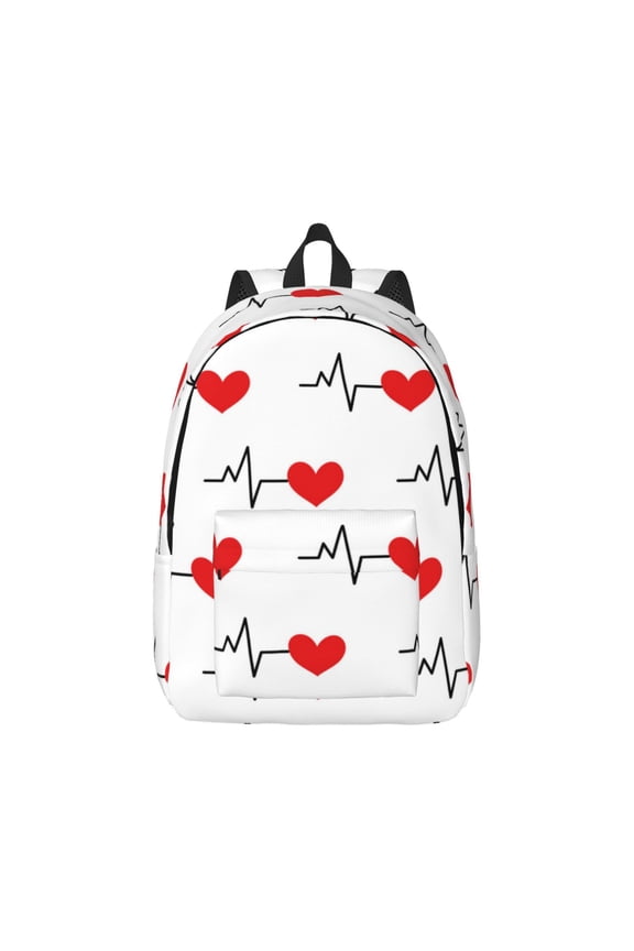 Heartbeat Symbol Print Canvas College Laptop Backpack, Durable Rucksack Travel Notebook Bag School Backpack Book Bag for Men Women-Small