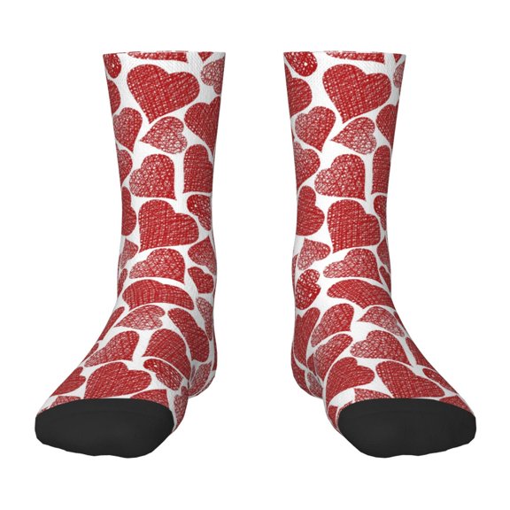 Honeii Hearts Print Children's Colorful Socks,Unisex Kids and Toddlers' Cushioned Sock,Kids Athletic Crew Socks,for Everyday Wear and Sports