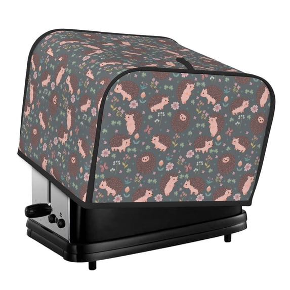 Honeii Hedgehogs and Flowers1 Print 4 slice Toaster Cover, Two Slice Toaster Dust-proof Cover For Kitchen Small Appliance and Fingerprint Protection