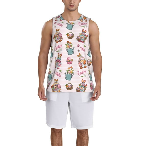 Honeii Hello Easter print basktball shirt for men and women, Unisex basketball jersey for Theme party-X-Large