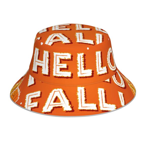 Honeii Hello Fall 1 for Unisex Bucket Hat Waterproof Rain Hat Reversible Shiny Rave Bucket Hat for Concert Festival Boonie Cap