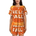 thumbnail image 1 of Honeii Hello Fall 1 for Women's Summer Pajama Set ,Soft Short Sleeve Shirt & Matching Bottoms,Loungewear,2PCS Sleepwear Relaxed Home Wear-4X-Large, 1 of 6