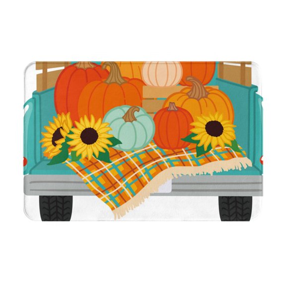 Honeii Hello Fall Farm Truck Pattern Door Mat, Welcome Door Mats Outdoor Indoor, Stain and Fade Resistant, Non-Slip Entry Matfor Bedroom, Bathroom, Kitchen