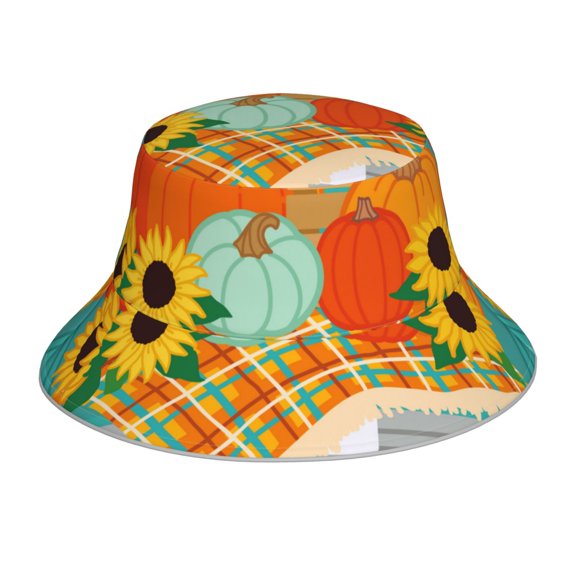 Honeii Hello Fall Farm Truck for Unisex Bucket Hat Waterproof Rain Hat Reversible Shiny Rave Bucket Hat for Concert Festival Boonie Cap