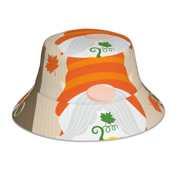 Honeii Hello Fall Gnomes 1 for Unisex Bucket Hat Waterproof Rain Hat Reversible Shiny Rave Bucket Hat for Concert Festival Boonie Cap