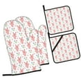 thumbnail image 1 of Honeii Hello Rabbit Pattern Oven Mitts and Pot Holders, Silicone Oven Gloves,500 F Heat Resistant Oven Mitts Sets, 4PCS, 1 of 6