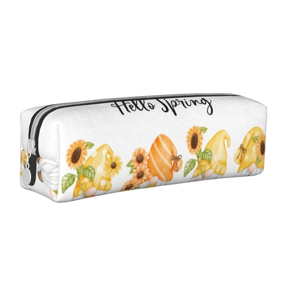 Honeii Hello Spring Sunflower Gnomes Pattern Pencil Case, Pencil Pouch, Pencil Case Small, Pencil Pouch Aesthetic, PVC Pencil Pouch, Pencil Bag, Makeup Pouch