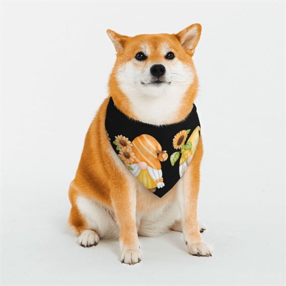 Honeii Hello Spring Sunflower Gnomes Print Pet Scarf Dog Bandanas for Dogs Triangle Dog Scarfs,Bandana Pet Cute Scarf Bibs for Small Medium Dogs and Cat-Large