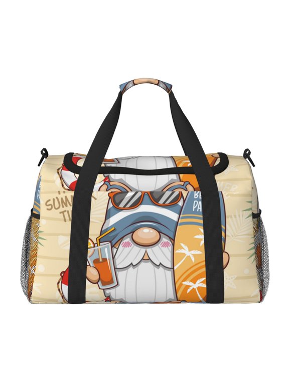 Hello Summer Cute Gnome Print Gym Bag,Carry on Weekender Overnight Bag, Travel Duffel Bags, Personal Item Travel Bag,Tote Bag,Workout Dance Bag