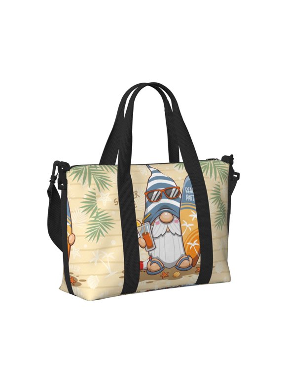 Hello Summer Cute Gnome Print Hand Travel Bag,Travel Duffle Bag, Waterproof Weekender Bag,Carry On Tote Bags,Weekender Tote Bag,for Weekend and Business Travel