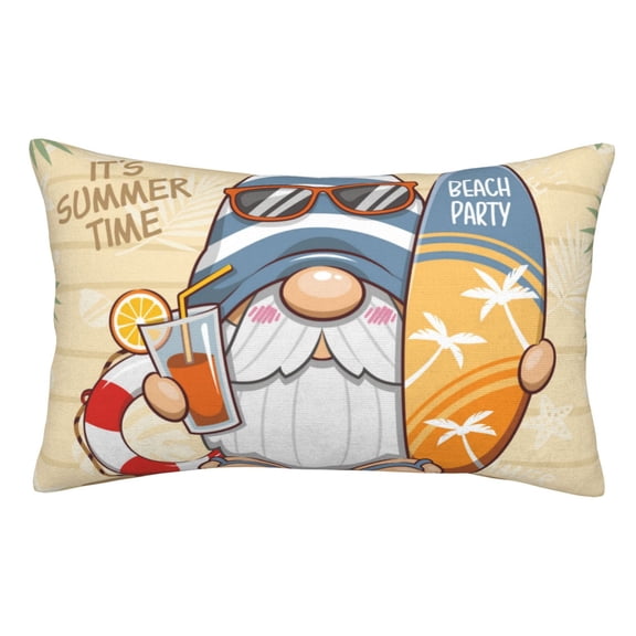 Honeii Hello Summer Cute Gnome Print Pillow Cases,Plush Throw Pillow Covers,Decorative Pillowcase for Sofa, Couch, Living Room-20"x30"