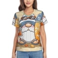 thumbnail image 1 of Honeii Hello Summer Cute Gnome Print Women's Classic V-Neck T-Shirt,Womens Fashion Tops,Stylish Everyday Top for Women, Casual Summer Spring Outfits Clothes-X-Large, 1 of 5