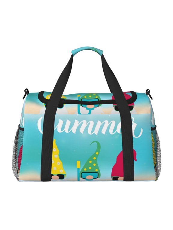 Hello Summer Gnome 1 Print Gym Bag,Carry on Weekender Overnight Bag, Travel Duffel Bags, Personal Item Travel Bag,Tote Bag,Workout Dance Bag