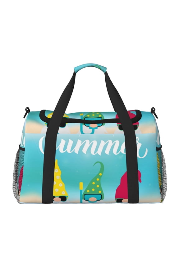 Hello Summer Gnome 1 Print Gym Bag,Carry on Weekender Overnight Bag, Travel Duffel Bags, Personal Item Travel Bag,Tote Bag,Workout Dance Bag