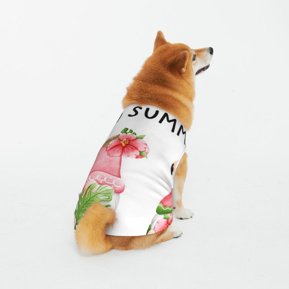 Honeii Hello Summer Gnome Pattern 100% Cotton Dog Clothes Dog Costumes Doggie Shirts Puppy Shirt Pet Vest Tank Top Cat Tee-XX-Large