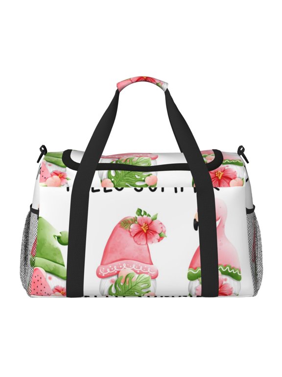 Hello Summer Gnome Print Gym Bag,Carry on Weekender Overnight Bag, Travel Duffel Bags, Personal Item Travel Bag,Tote Bag,Workout Dance Bag