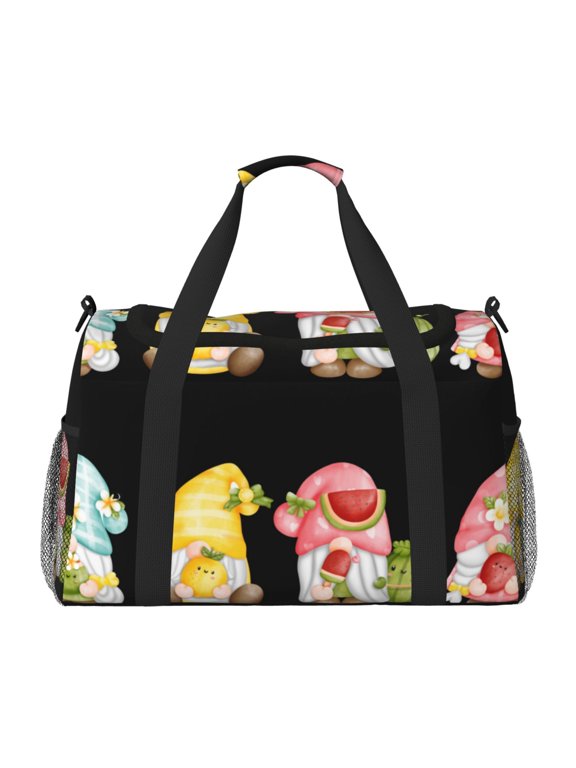Hello Summer Gnome Print Gym Bag,Carry on Weekender Overnight Bag, Travel Duffel Bags, Personal Item Travel Bag,Tote Bag,Workout Dance Bag