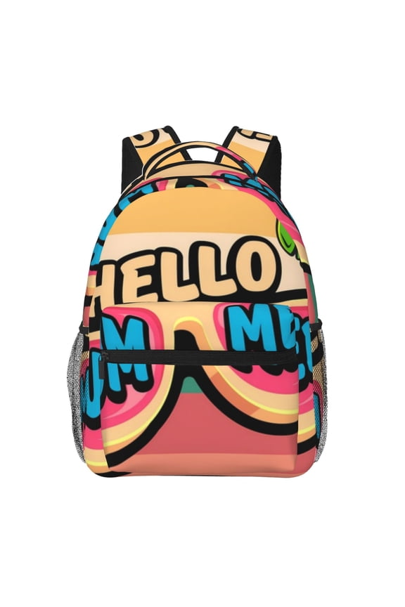 Hello Summer Print Backpack for Both Men and Women, Basic Bookbag for College, Work, or Travel,Rucksack Computer Bag-One Size
