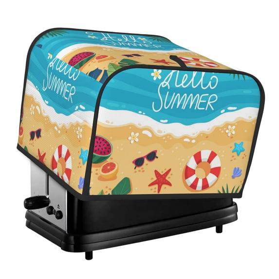 Honeii Hello Summer1 Print 4 slice Toaster Cover, Two Slice Toaster Dust-proof Cover For Kitchen Small Appliance and Fingerprint Protection