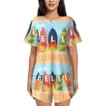 thumbnail image 1 of Honeii Hello Summer3 for Women's Summer Pajama Set ,Soft Short Sleeve Shirt & Matching Bottoms,Loungewear,2PCS Sleepwear Relaxed Home Wear-Small, 1 of 6