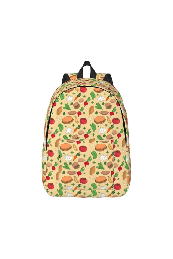 Herb Of Burger Print Canvas College Laptop Backpack, Durable Rucksack Travel Notebook Bag School Backpack Book Bag for Men Women-Small