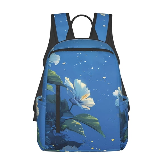 Honeii Hibiscus Flowers Calm Water Print Lightweight Backpacks,Carry on Backpack,Durable Backpack for School, Work & Travel