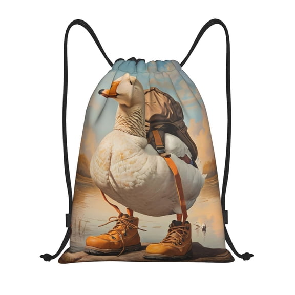 Honeii Hiking Duck Print Drawstring Backpack,Drawstring Bags String Backpack Gym Cinch Sack Backpack Sport Bag Draw-Medium