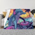 thumbnail image 1 of Honeii Hip-Hop DJ Dolphin print throw blanket, crafted from cozy cotton flannel, offers versatile home decor as a bedding suitable for all seasons.-50"x40", 1 of 6