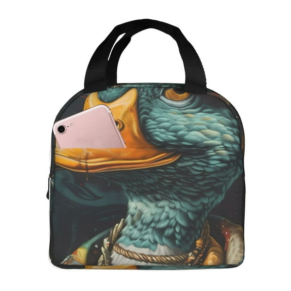 Honeii Hip-Hop Duck Print Lunch Bag Women, Lunch Box Lunch Bag for Women Adult Men, Small Leakproof Cute Lunch Tote Large Capacity Reusable