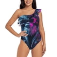 thumbnail image 1 of Honeii Hip-Hop Glasses Gorilla for women's one-piece swimsuit featuring a chic one-shoulder design experience elegance and style in the water-Medium, 1 of 6