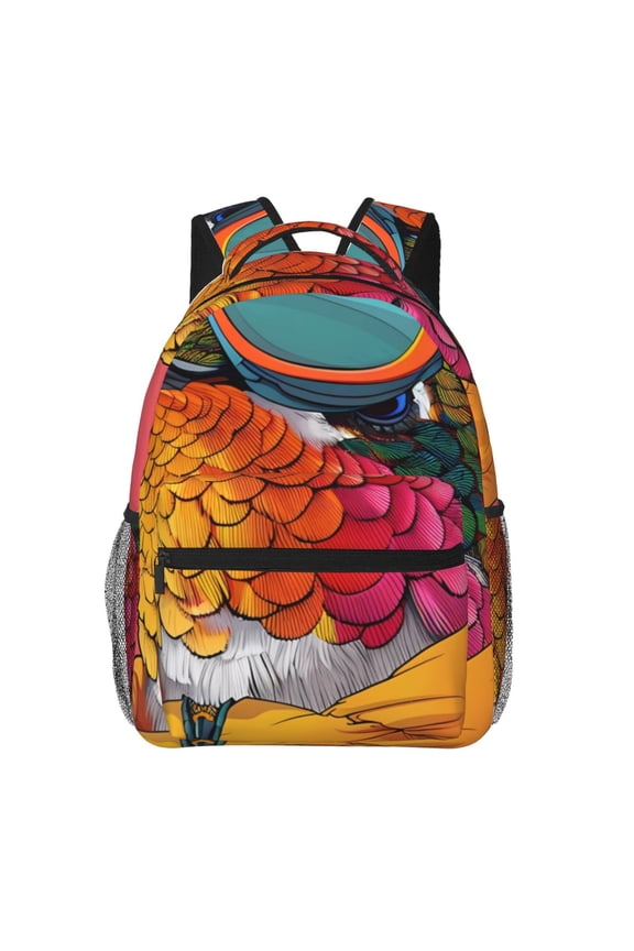 Hip Hummingbird In Jacket Print Backpack for Both Men and Women, Basic Bookbag for College, Work, or Travel,Rucksack Computer Bag-One Size