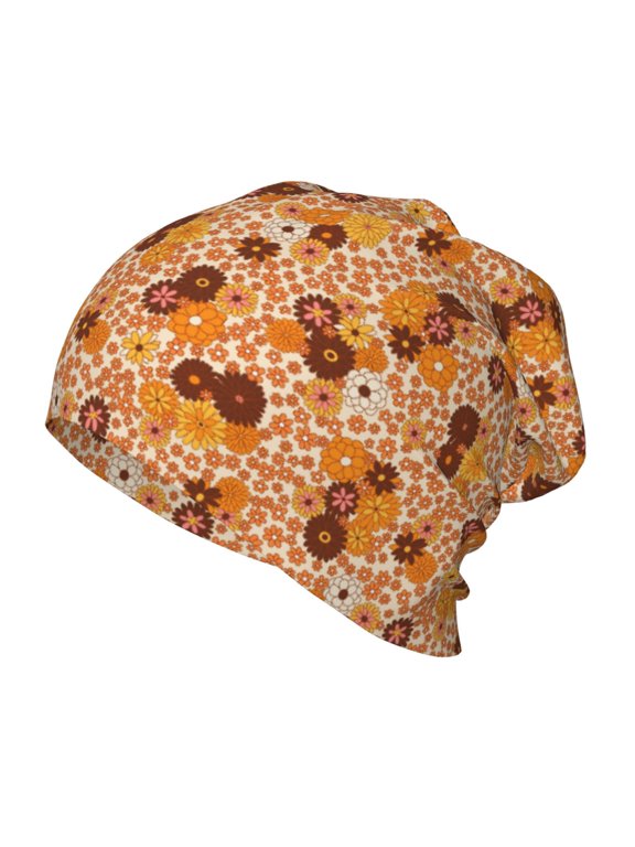 Hippie Ditsy Floral Print Kids Knit Beanie Watch Hat ,Knit Cap for Boys and Girls